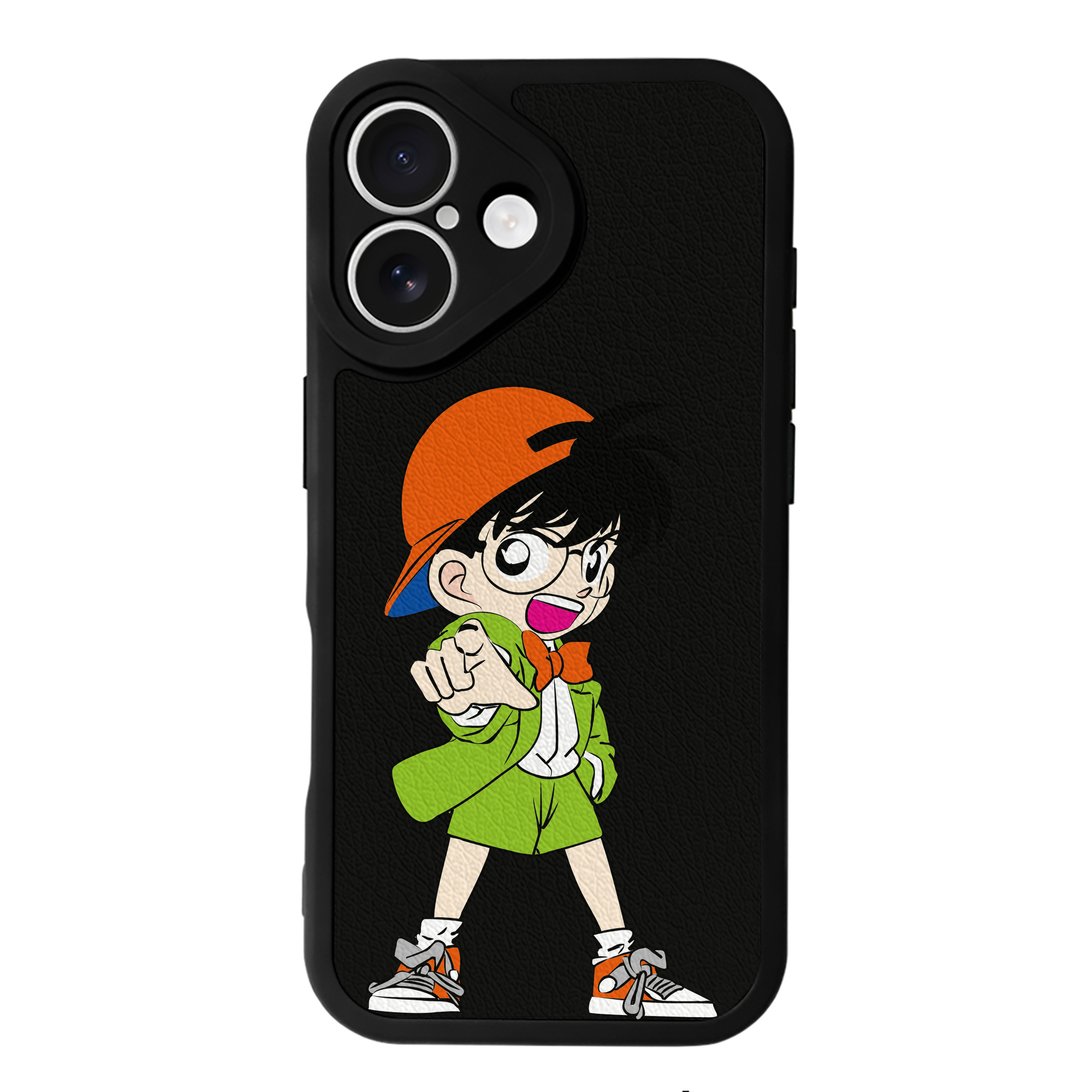 （画像用） 名探偵コナン 江戸川 コナン Detective Conan Conan Edogawa 【iPhone 16シリーズ対応】シリコンスマホケース（レザー調） 材質：シリコン
